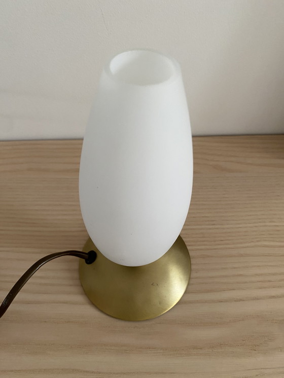 Image 1 of R.S.- Leuchten - tafellamp - kelklamp - melkglas - messing - 80's