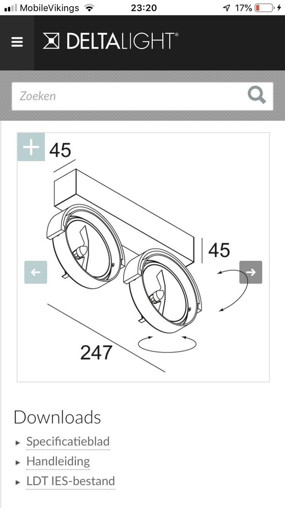 Image 1 of Faretto doppio Delta Light Edge, bianco