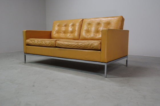 Image 1 of Florence Knoll two-seater sofa in mustard yellow leather