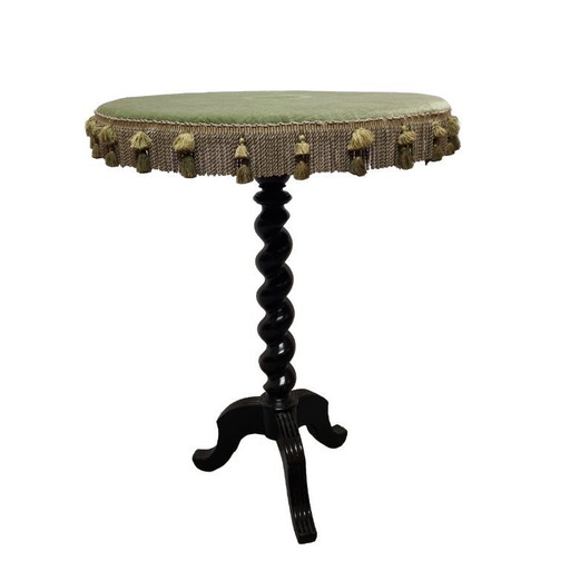 Antique French table with velvet and fringes, late 19th century
