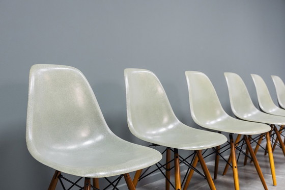 Image 1 of Eames DSW Seafoam Fiberglass stoelen, 6 stuks