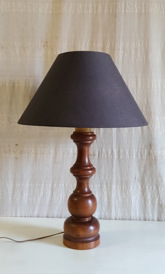 Table lamp base in solid turned wood - mid-20th century (photo 4 of 8)