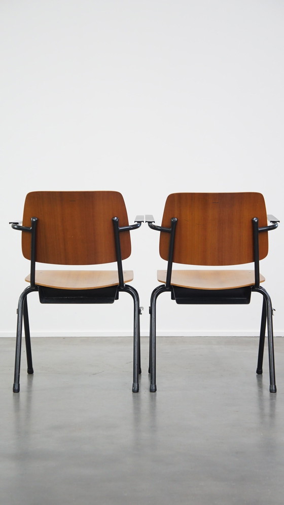 Image 1 of 12 Vintage Dutch Design Marko School/Canteen/Dining Chairs With Armrests