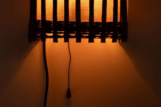 Image 1 of Japandi Wall lamp 70s boho wall scone rattan