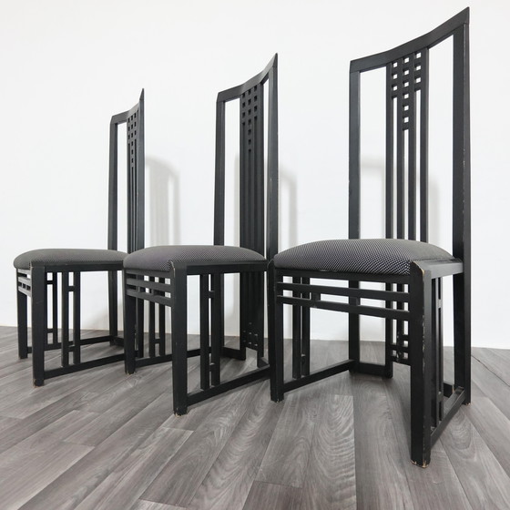 Image 1 of Giorgetti Tris Holzthronstühle, modernes Design der 1970er Jahre