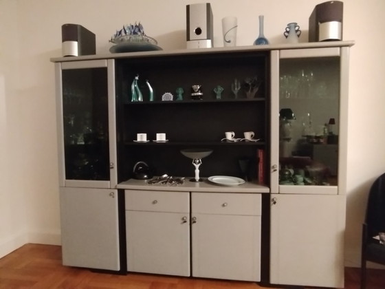 Image 1 of Vetrina vintage italiana in pelle, marmo e vetro