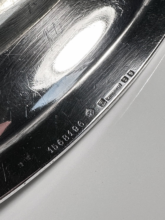 Image 1 of 1930 Christofle verzilverd dienblad Grand Hotel du Lac St. Moritz vintage metalen art deco schaal bord serveren schotel