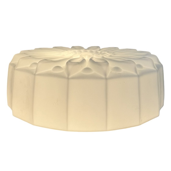 Image 1 of Art deco (style) - Ceiling mounted lamp with opaline glas - Czechoslovakia, ca. 1970’s - Mcm / Vintage - Satin / frosted glass