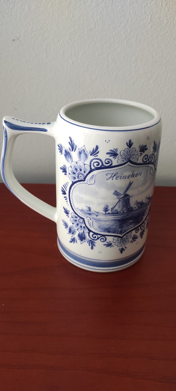 Image 1 of Set aus 2 Heineken-Bierkrügen in Delfter Blau, 1978