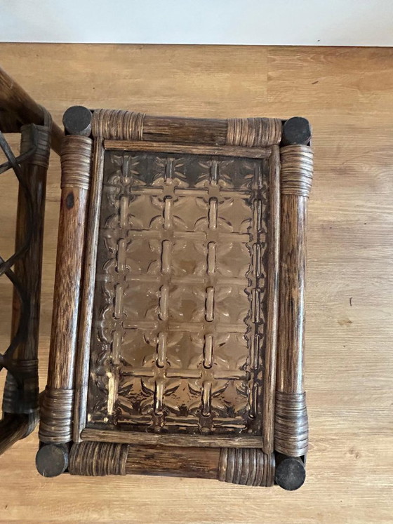 Image 1 of Beistelltisch-Set aus Manou/Rattan mit Rauchglas