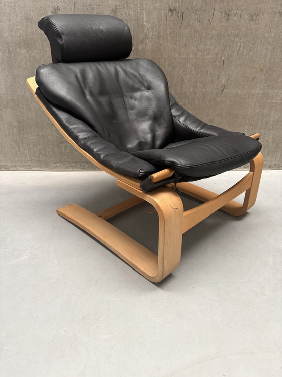 2x Swedish Kroken Armchair Åke Fribyter Nelo Möbel 1970s – Wood, Leather (photo 3 of 10)