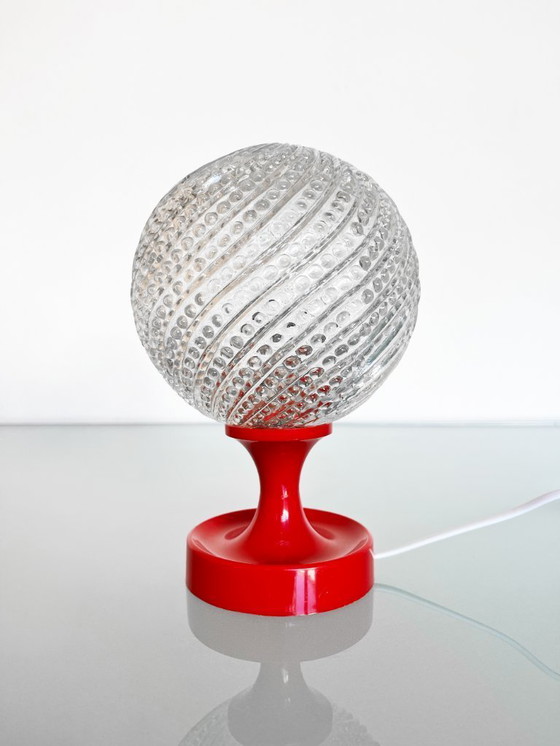 Image 1 of Vintage Hustadt Leuchten red table lamp