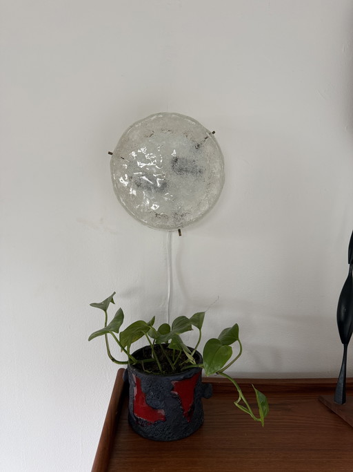 Vintage ice glass wall lamp/ceiling lamp, Kaiser Leuchten ‘60