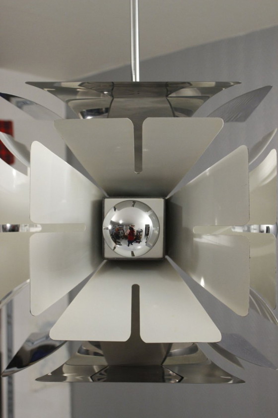 Image 1 of Zonca Illuminazione - Imposant lustre Space Age chromé design Italien 1970s