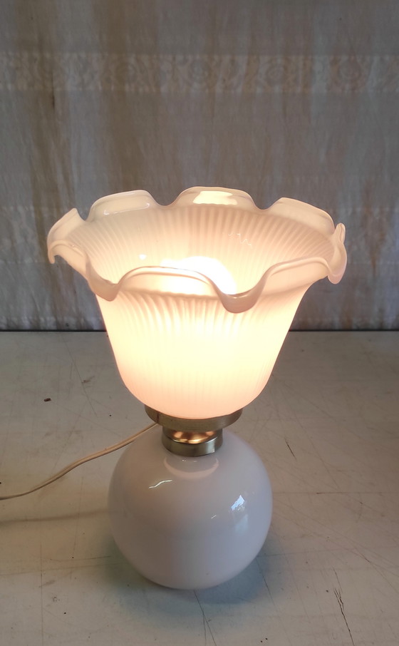 Image 1 of Table lamp in pink opaline glass - mid-20th century
