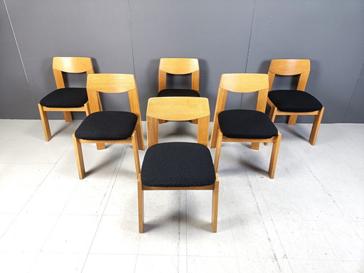 Vintage Brutalistische Eetkamerstoelen, set van 6, 1970S