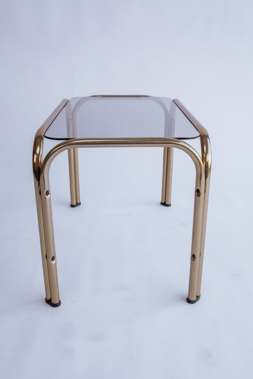 Vintage brass glass side table