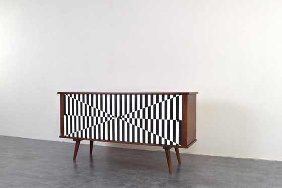 Image 1 of Mid Century Op-Art Sideboard, 1960er Jahre.