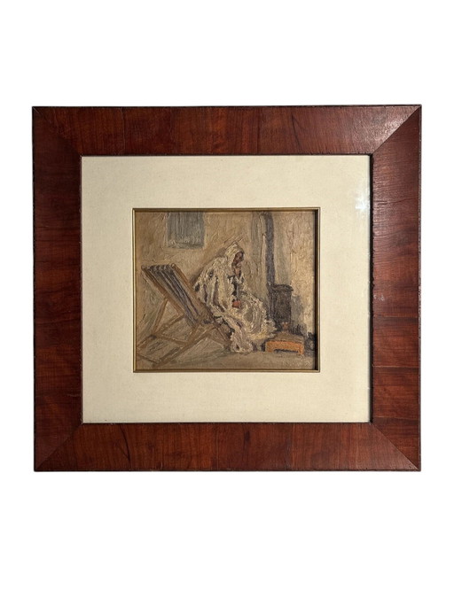 Oil Painting on Board 'The Convalescent Monk' Early Twentieth Century