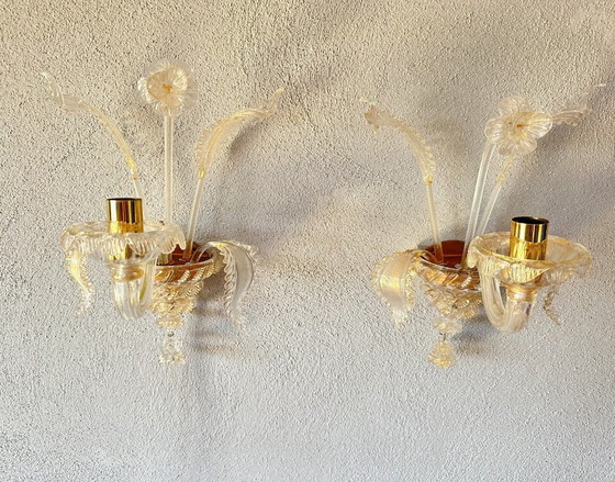 Vintage Pair Murano Wall lights Gold – Metal, Murano Glass (photo 9 of 11)