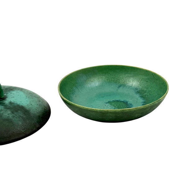 Image 1 of Art deco cuenco de cerámica verde / vide poche, Angelo Biancini, Società Ceramica Italiana, Laveno Italia 1930s