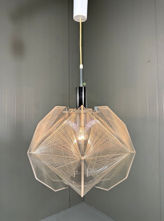 Paul Secon Swag Pendant lamp, Sompex 1960s, Plastic, Metal, Transparent, Mid Century Modern (photo 9 of 14)