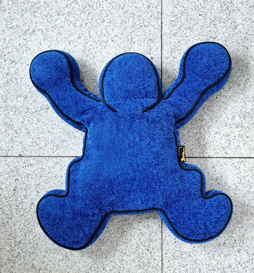 2 cuscini Keith Haring Bretz giallo + blu design classico del 1998