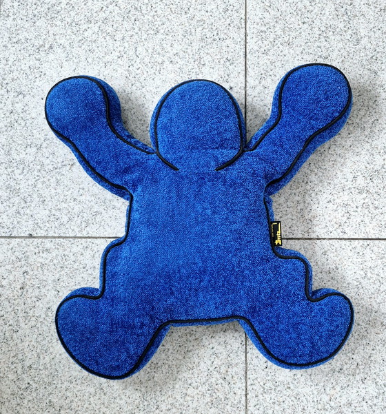 Image 1 of 2 cuscini Keith Haring Bretz giallo + blu design classico del 1998