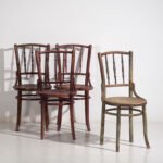 Sedie da pranzo Thonet antiche colorate (c.1920). Set di 4 pezzi #2 (photo 6 of 40)