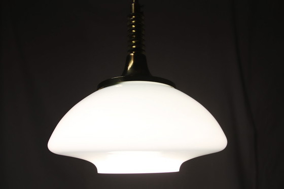 Image 1 of Elegante 1970 Lichtblauwe Opaline Hanger - Czech Vintage Gem