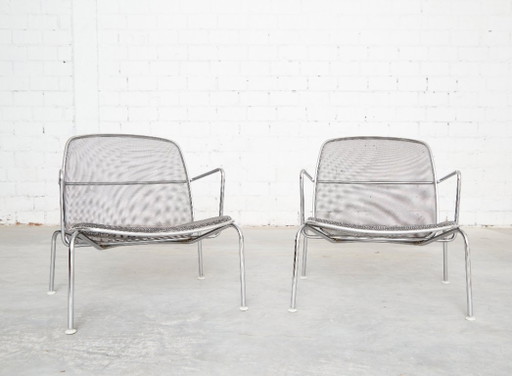Twee 'Web Chairs' van Antonio Citterio voor B&B Italia – fauteuils, Silver, Metal