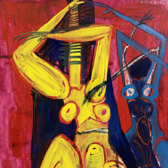 Oil on paper ‘fantasised girlfriends’ by Willie Cools – Paintings & Drawings, Canvas, Abstract (photo 7 of 12)