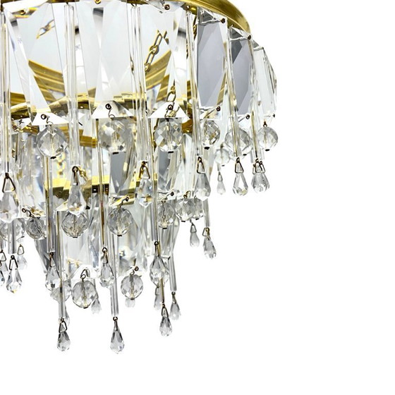 Image 1 of Vintage crystal chandelier Lustry Kamenický Šenov, Czechoslovakia 1970s brass