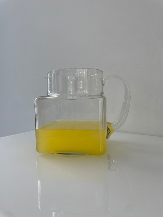 Image 1 of Jarra de cristal de diseño, forma cúbica, 1,5 L, soplada a mano.