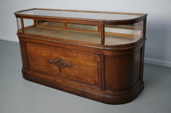 Image 1 of Mobiletto portagioie/bancone da negozio antico in rovere francese, inizio XX secolo