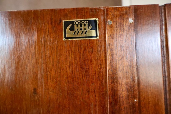 Image 1 of Mobile Art Déco con vetrina in vetro curvo – Restaurato, impiallacciatura in radica, illuminazione