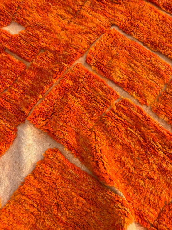 Tapis orange à motif géométrique, Laine (photo 4 sur 12)