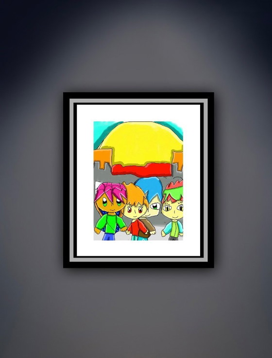 Image 1 of Philipp Koger: "Fly Fight Artwork, city of wizards." Giclee on heavy, handmade cotton paper.