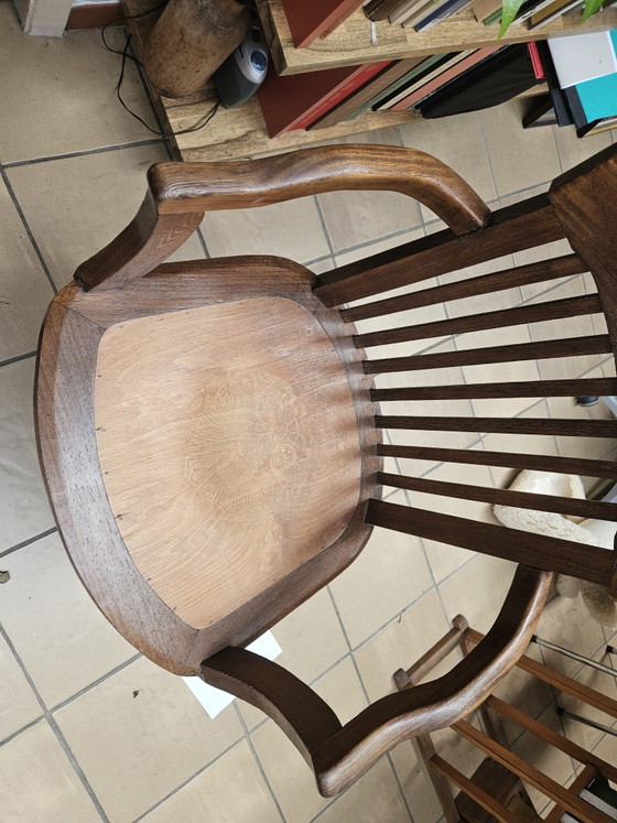 Sedia da ufficio antica in wengé – Sedie girevoli, Wood, Metal (photo 5 of 6)