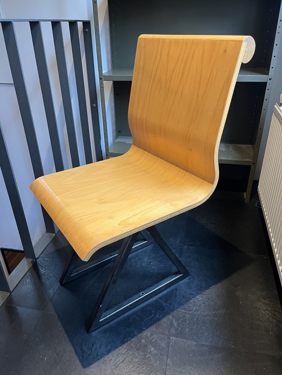 Image 1 of Solid wood chair with steel base