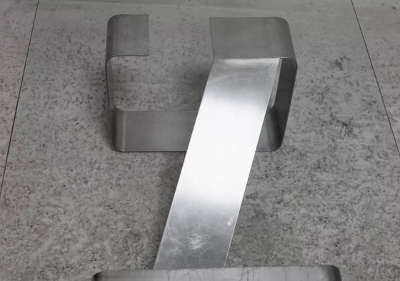 Image 1 of Kinetic" Low Table with Steel Legs and Glass Slab