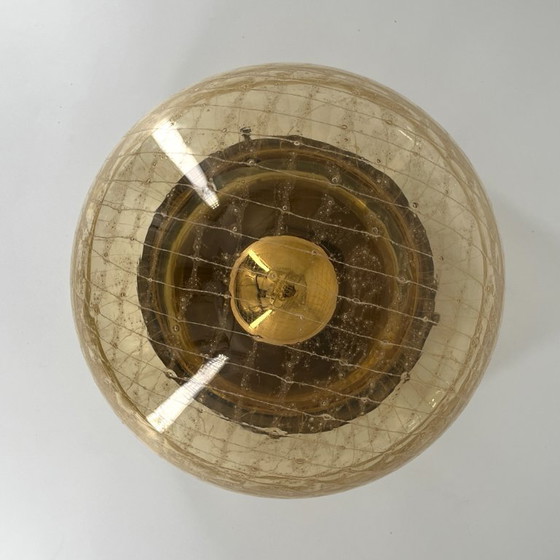 Image 1 of Vintage wand- en plafondlamp in Space Age-stijl met amberkleurig glas, circa jaren 70.