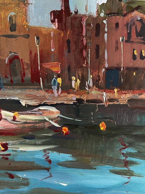 Image 1 of Dipinto ad olio originale: Paesaggio urbano, Architettura, Le antiche vie di Venezia