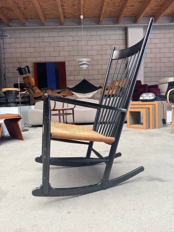 Fdb Möbler J16 Mecedora, Hans Wegner, Madera, Mimbre, Negro, Modern (foto 7 de 13)