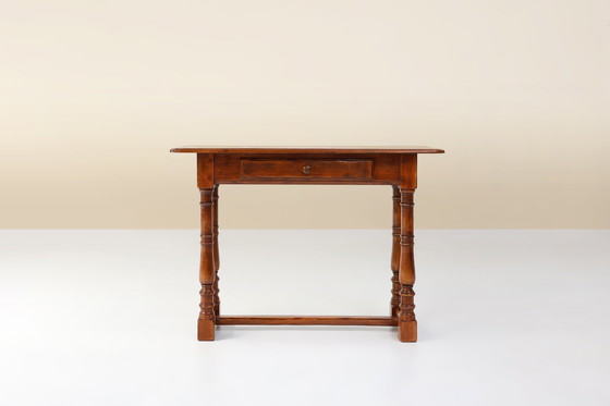 Image 1 of Rustic Oak Console Table with Drawer, Belgium ca. 1800