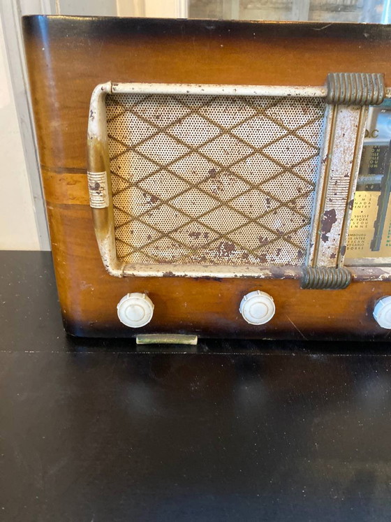 Art Deco Tube Radio, solid mahogany cabinet, SW MW LW dial, late 1930s - early 1940s – Decorative Objects (photo 2 of 3)