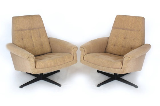 Poltrone Vintage Space Age Cecoslovacche, anni '70, Set di 4, Zona salotto, Tessile, Metallo, Beige (foto 2 di 13)