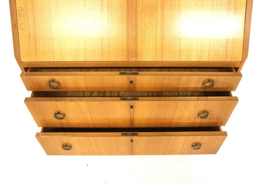 Secrétaire Scandinave Vintage en Orme, 1940, Bureaux, Métal, Scandinavian (photo 6 sur 8)