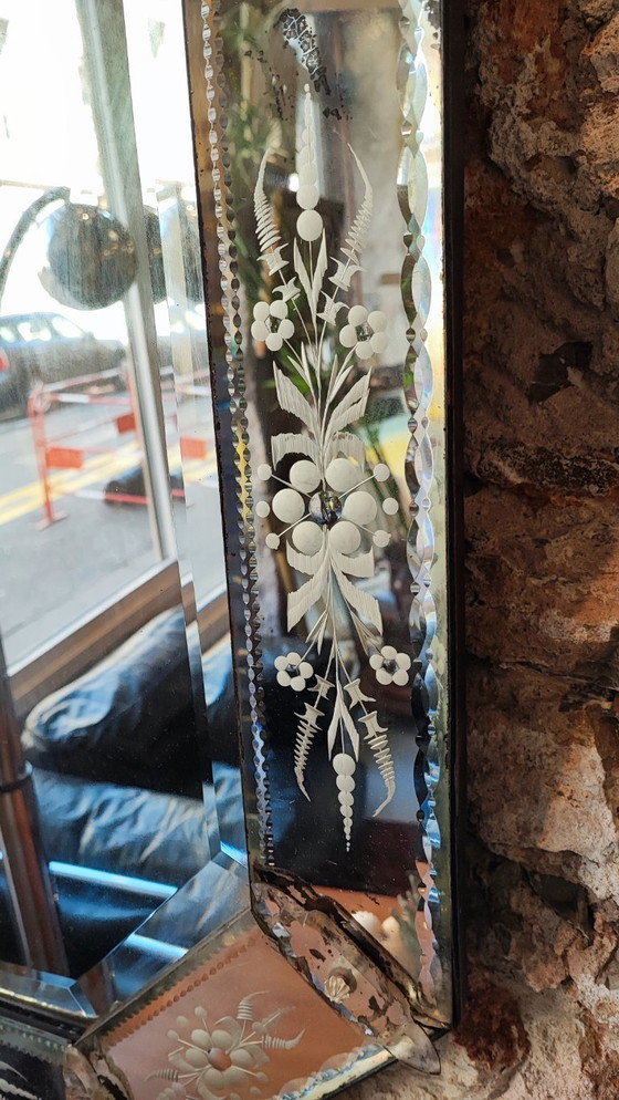 Image 1 of Specchio veneziano in vetro di Murano - XIX secolo