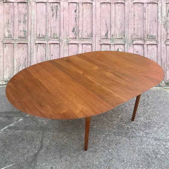 Tavolo in teak massiccio di Peter Hvidt per Soborg, 1956, Peter Hivdt, Tavoli da pranzo, Legno, Marrone (foto 7 di 9)